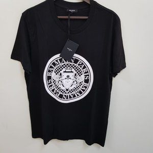 Balmain Men Velvet Logo Black T-Shirt